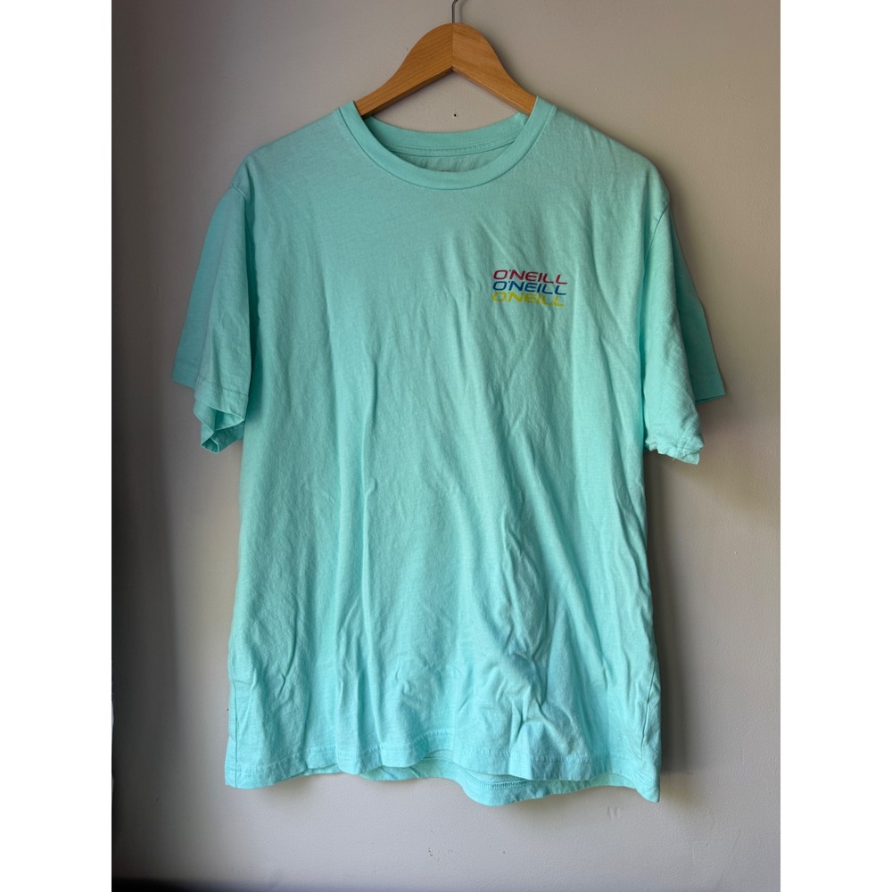 O'Neill Mens Turquoise Graphic T-Shirt XL Standard Fit‎ Retro Surf Logo Blue